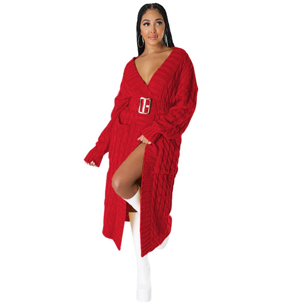 Женское сексуальное пальто-свитер с длинным рукавом в европейском и американском стиле - мода осень/зима