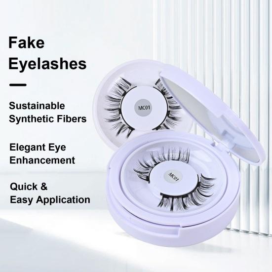 1 Set Magnetic False Eyelashes with Lash Applicator Tool Reusable Single/Double Layer Natural Wispy Fake Lashes Eyelash Clip Women Makeup Tools
