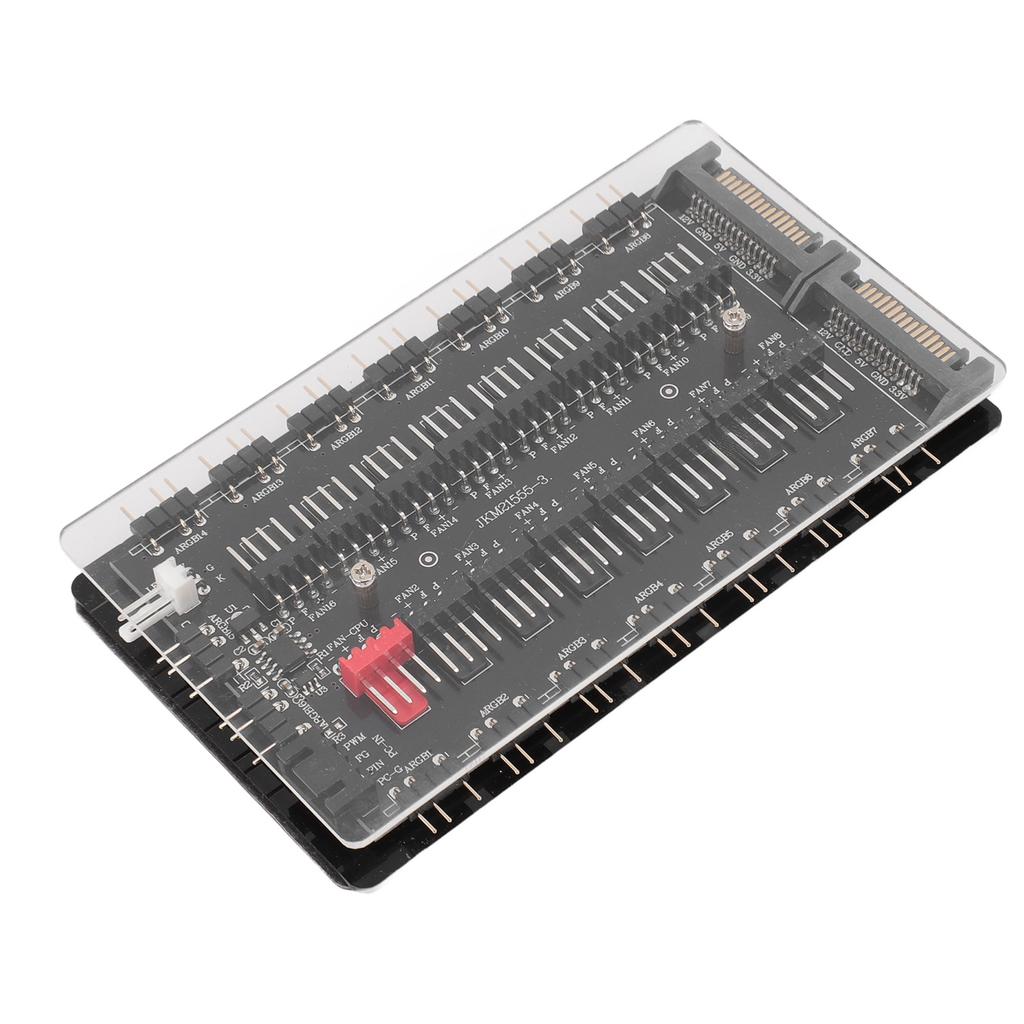 2 в 1 16-портовый ARGB PWM-хаб Питание через интерфейс SATA Магнитный 4-контактный PWM 3-контактный ARGB Хаб для корпусных вентиляторов с акриловым корпусом