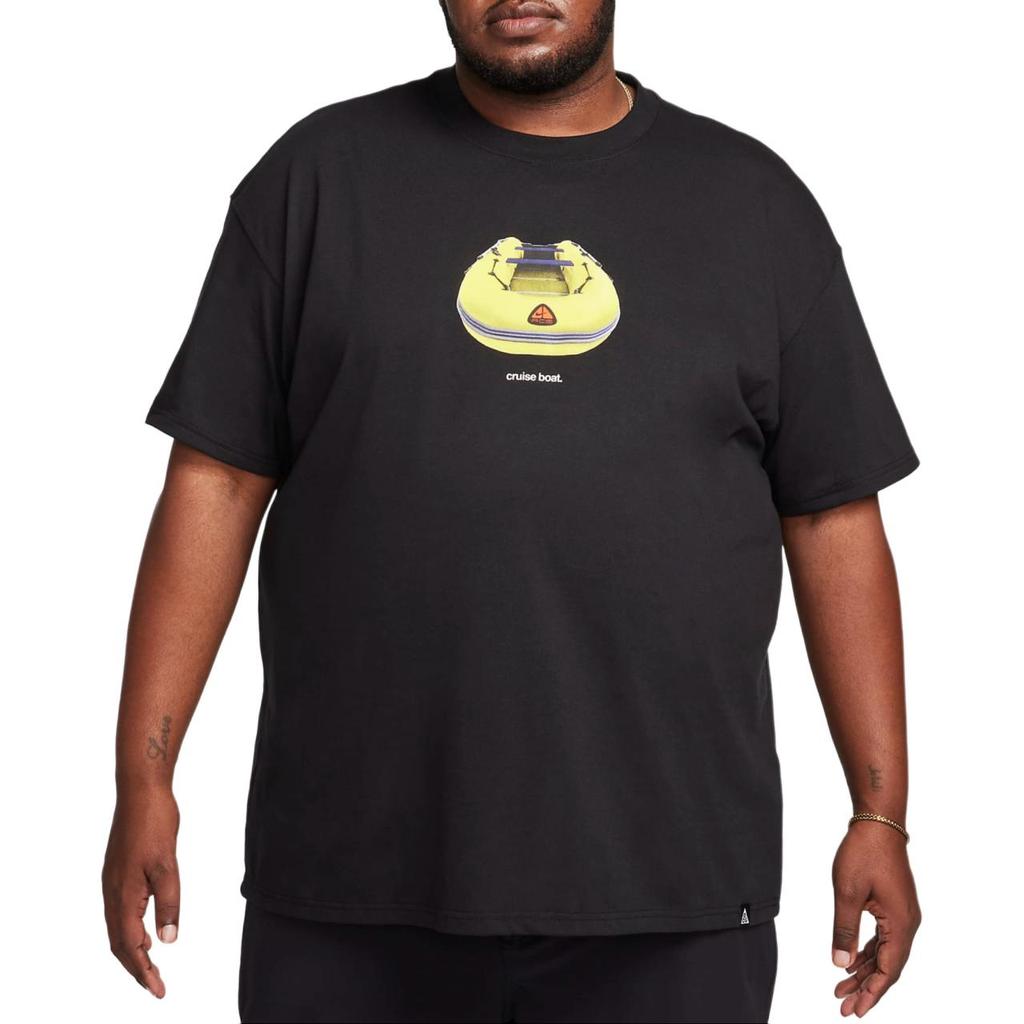 Nike ACG Cruise Boat Print Ribbed Crew Neck Short Sleeve T-Shirt Men Tops Black FQ3725-010