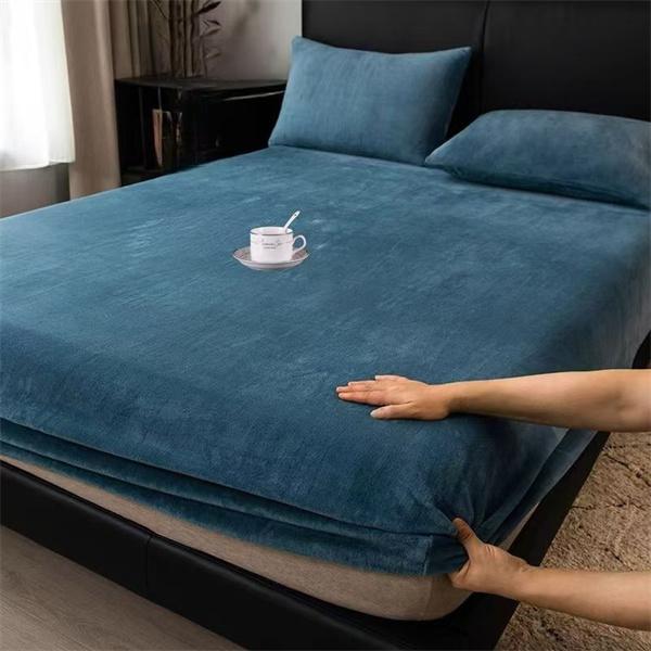 Winter Plush Elastic Fitted Sheet Double Bed Sheet Soft Warm Velvet Bedspread Mattress Cover Bed Linen Protector Twin Queen King