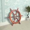 45.72 Cm Teak Ship's Wheel Ship's Wheel with Brass Insert and Six Spokes