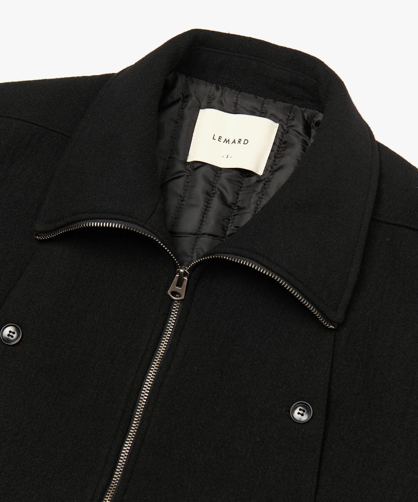 Leumadeu Wool Double Pocket High-Neck Jacket - Black