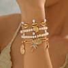 Bohemian Bracelet New Vacation Wind Rice Bead Alloy Conch Shell Pendant Bracelet Set