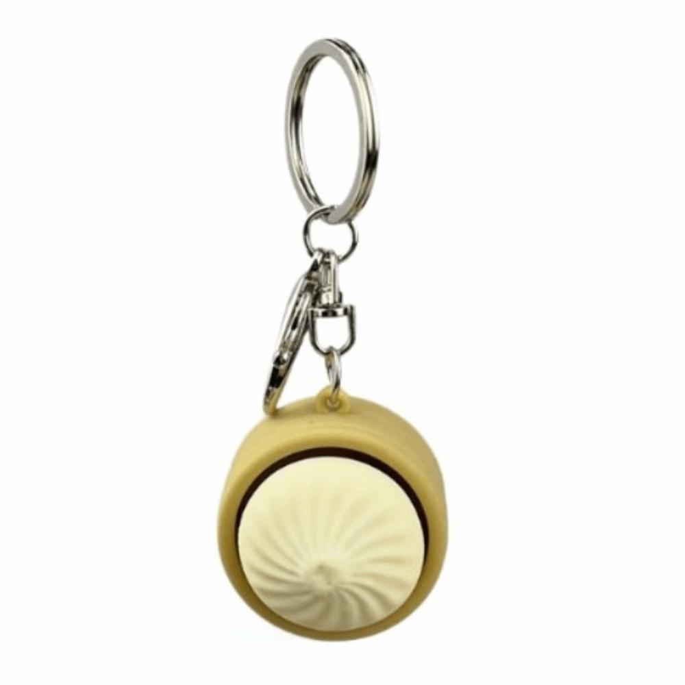 Cute Steamed Bun Keychain Mini Creative Button Clicker Keyring Simulation Food Theme Funny Fidget Backpack Pendant
