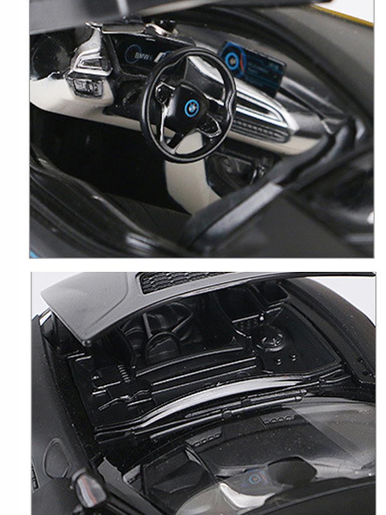 Rastar 1:24 BMW I8 model car, zinc alloy metal decoration, collectible gift car