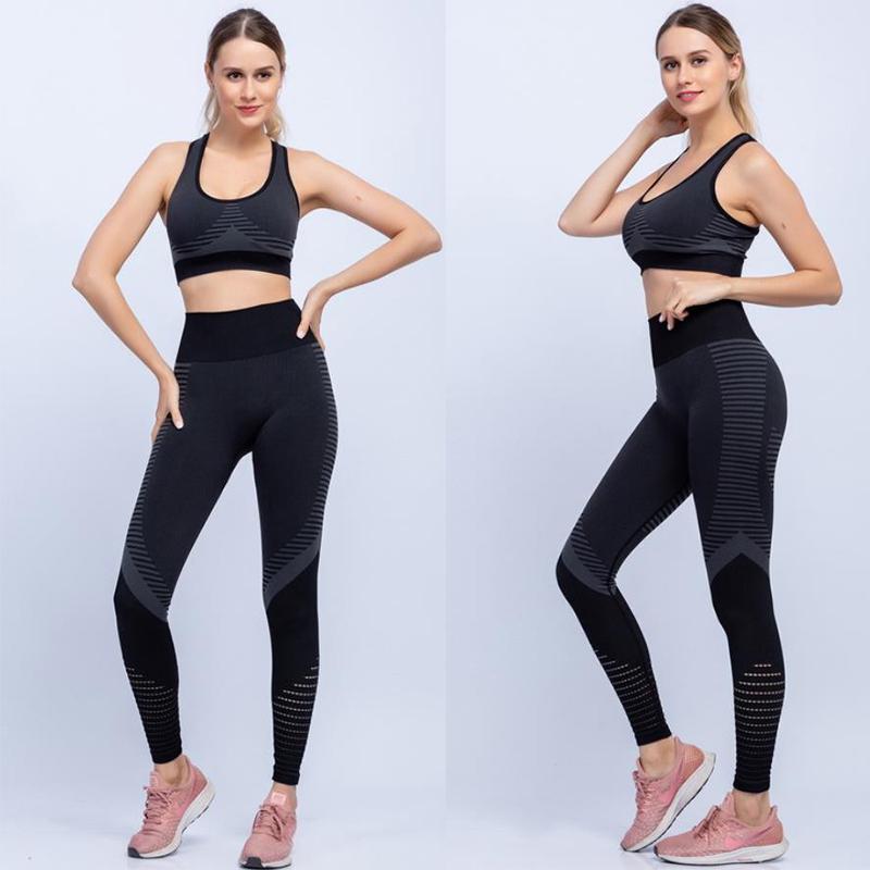 Брюки для йоги в европейском и американском стиле, состоящие из двух частей, с высокой талией, одежда для фитнеса, йоги, женские леггинсы, костюм
