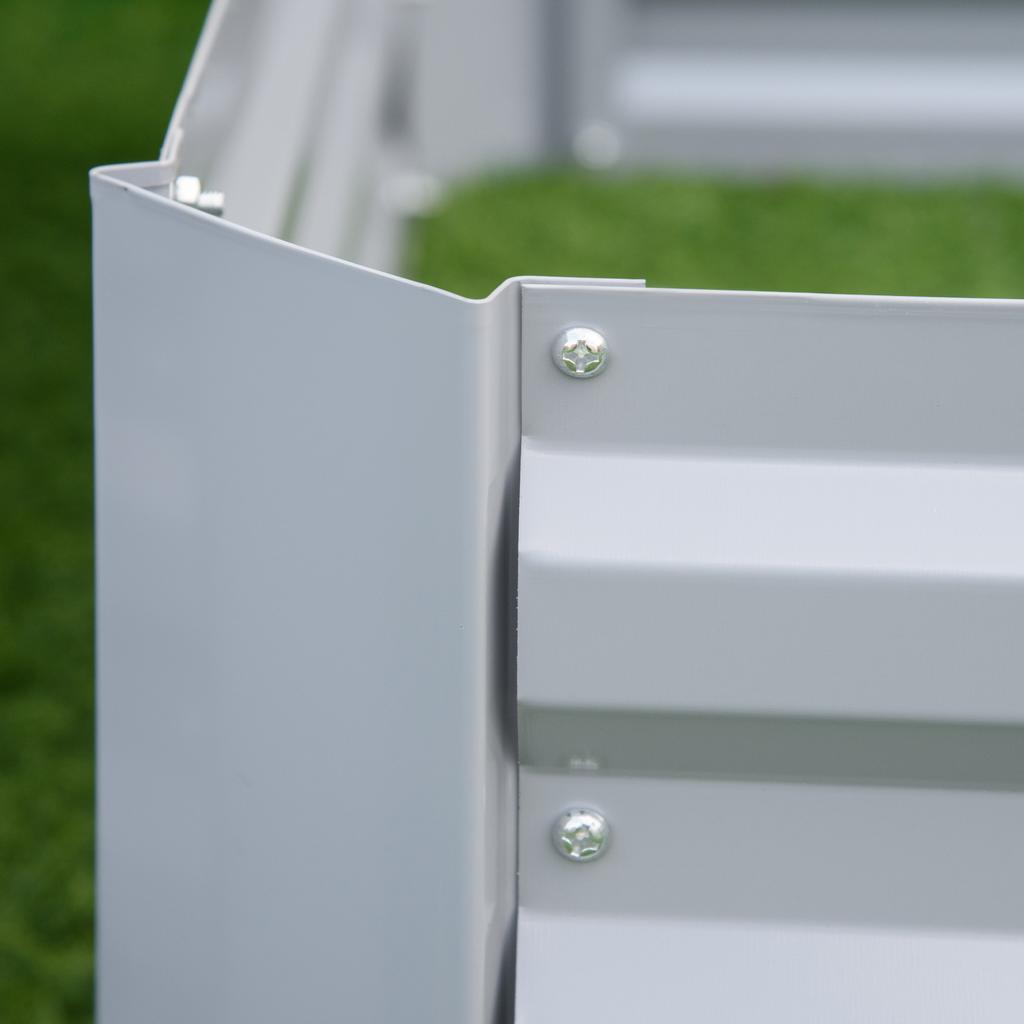 Set of 2 291L Raised Garden Bed, Elevated Galvanised Planter Box for Flowers, Herbs, 100x100x30cm, Grey