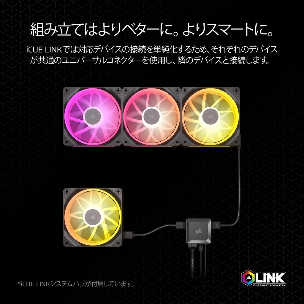 CORSAIR iCUE LINK LX140 RGB Стартовый комплект 140мм PWM Вентилятор для корпуса ПК Двойная световая петля Двойной комплект Черный CO-9051028-WW
