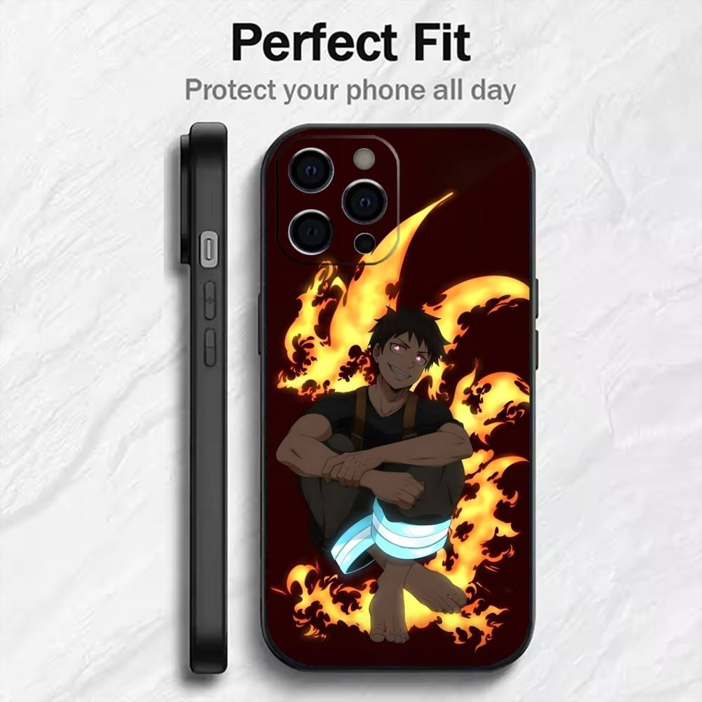 FF Аниме S-SHINRA Пост-печать Чехол для телефона Для iPhone17,16,15,14,13,12 Plus,Max Мягкий силикон Черный чехол