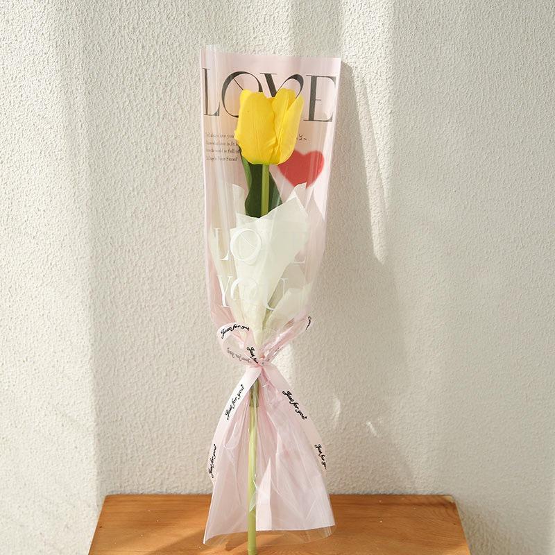 Valentine's Day Transparent Waterproof Flower Bag for Single Bouquet