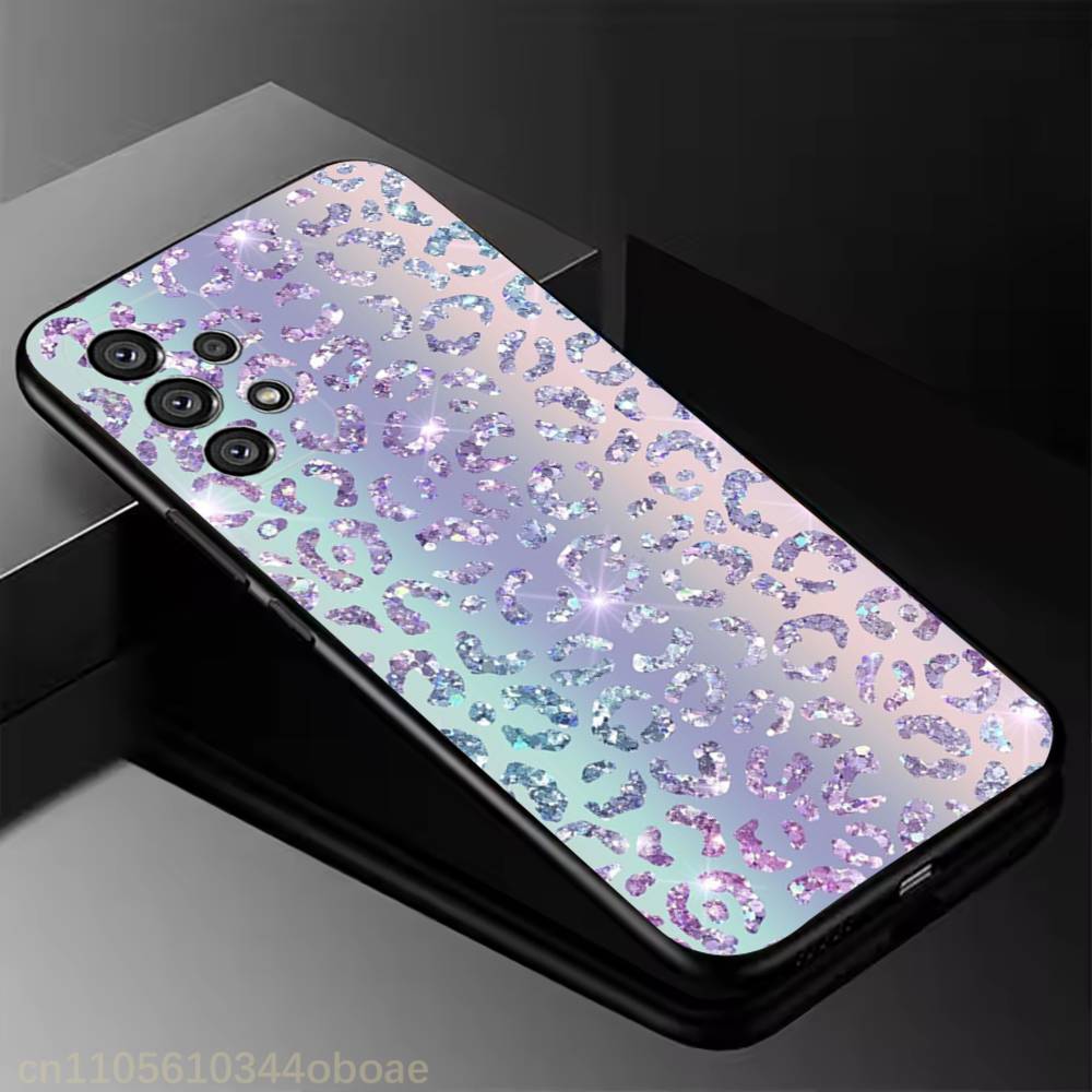 Модный чехол для телефона с леопардовым принтом для Samsung Galaxy A13, 21s, 22, 31, 32, 52, 53, 71, 80, A91, мягкий черный корпус