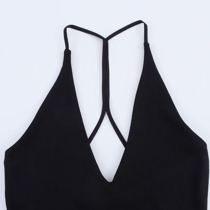 Kaslead New Arrival Women's Clothing Fashion Style Fashion Minimalist Slim-Fitting Patchwork Hanging Collar Dress 4174376