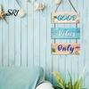Wooden Ornaments Beach Theme Wall Sign Good Vibes Only Hanging Plaque with Hemp Door Decoration Rope Coastal Ocean-Style Welcome for Porch Fence