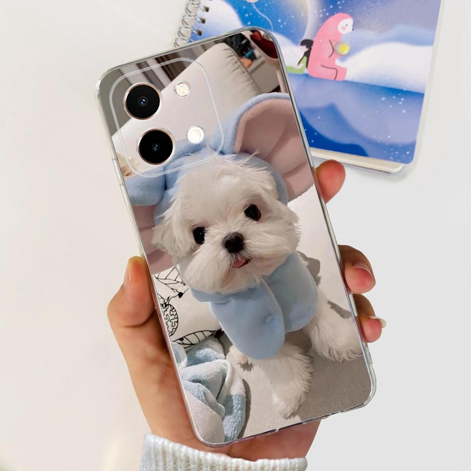 Для Vivo Y28 4G Чехол V2352 Милый Кот Панда Расписная Крышка Мягкий Силиконовый Чехол для Телефона Для Vivo Y28 Y 28 VivoY28 4G Funda 6.68'' Coque