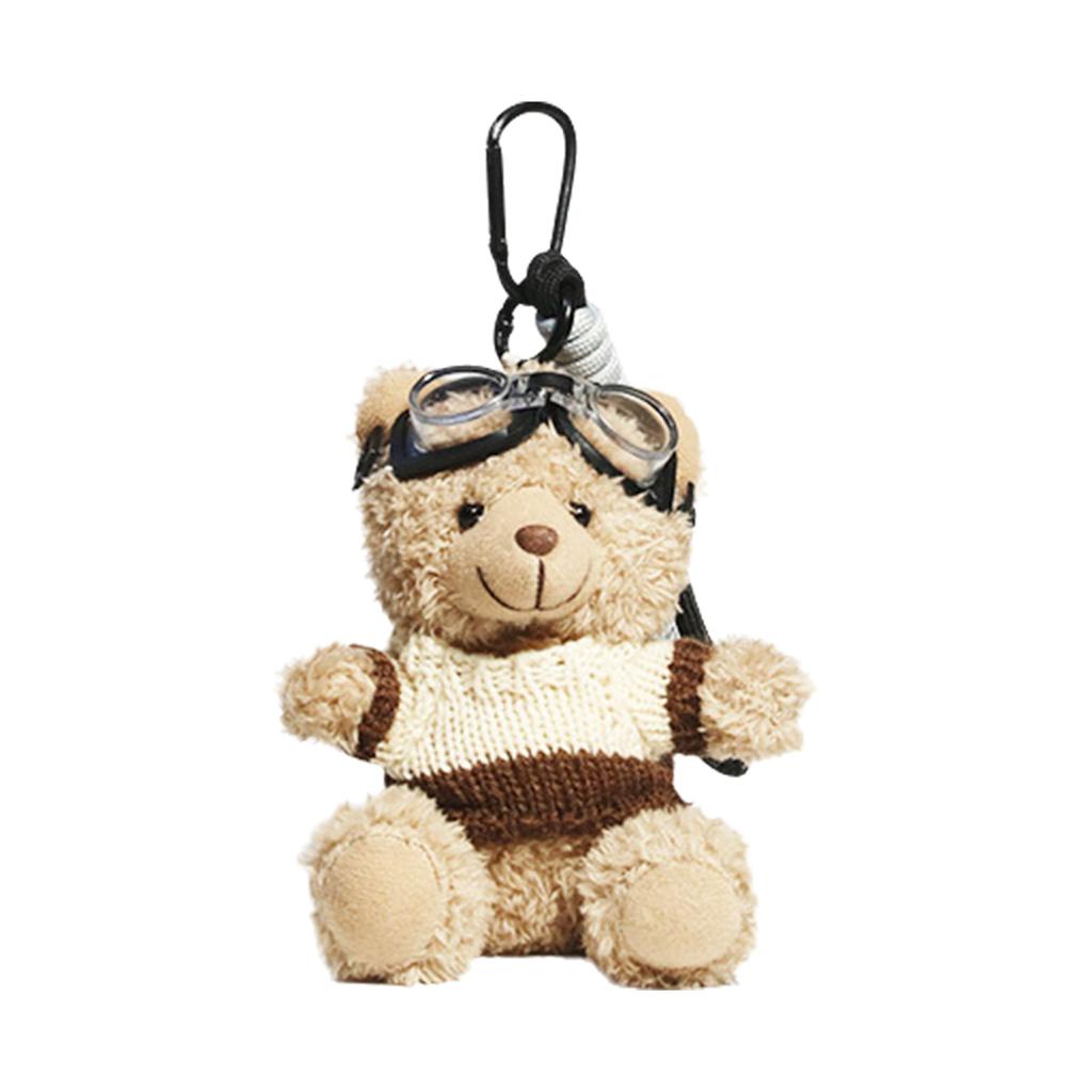 Lovely Pilot Bear Keychain Cute Pendant for Bag and Key Plush Keyring Phone Charm Personalized Animal Decoration