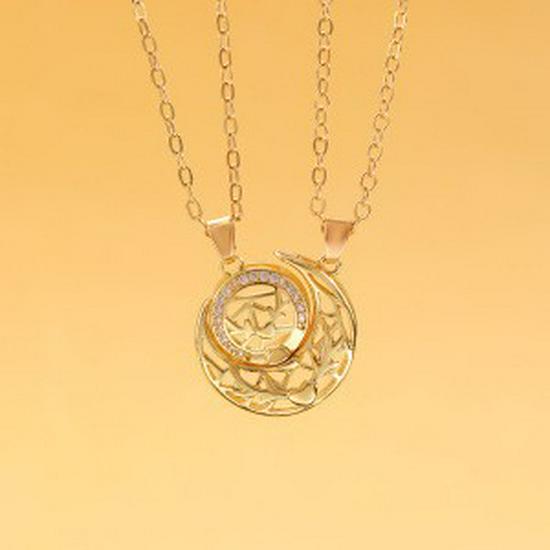 Набор колец, ожерелья и браслета «Солнце и Луна» с бриллиантами, которые можно носить вместе - Европейский и Американский стиль