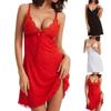 Women Lingerie V Neck Nightwear Satin Sleep Sexy Lace Chemise Dress