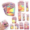 50pcs Iridescent Self Sealing Bags Pink Laser Plastic Pouches Resealable Zip Lock Packaging for Jewelry Display Retail Bags