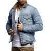 Men's  Winter Button Solid Plush Vintage Denim Jacket Tops Blouse Coat