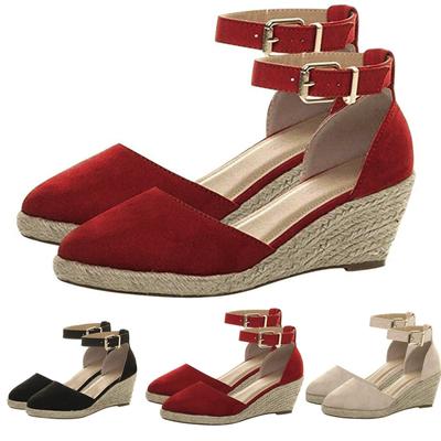 Женские сандалии с пряжкой и ремешком, сандалии на танкетке, летняя плетеная дышащая обувь