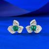 Small Fresh Triangle Plum Design Sugar Tower Synthetic Emerald Earrings