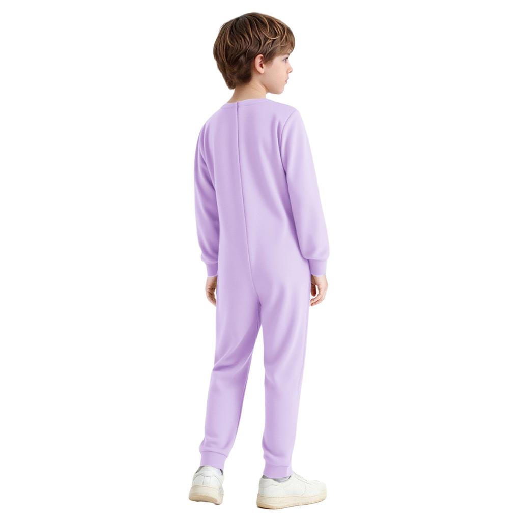 Unisex Kids Adaptive Clothing Round Neck Long Sleeve Back Zipper Cotton Jumpsuit Comfortable All Day Wear