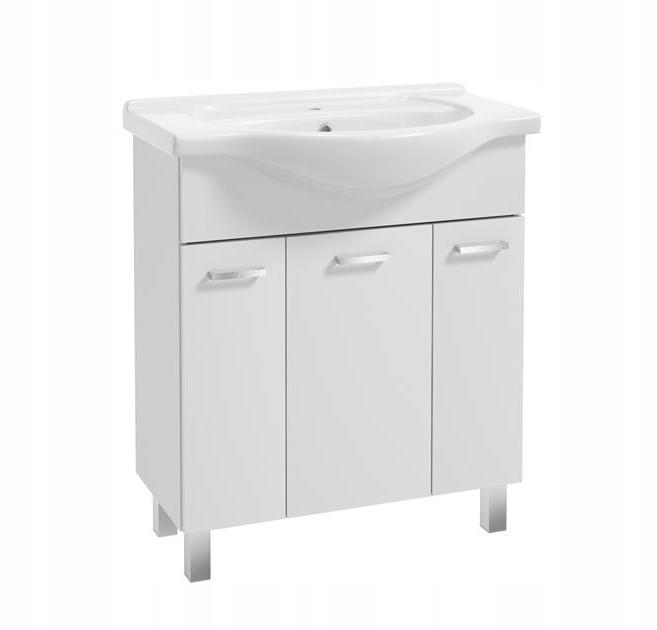 Freestanding bathroom cabinet with washbasin 75 solid white Mea