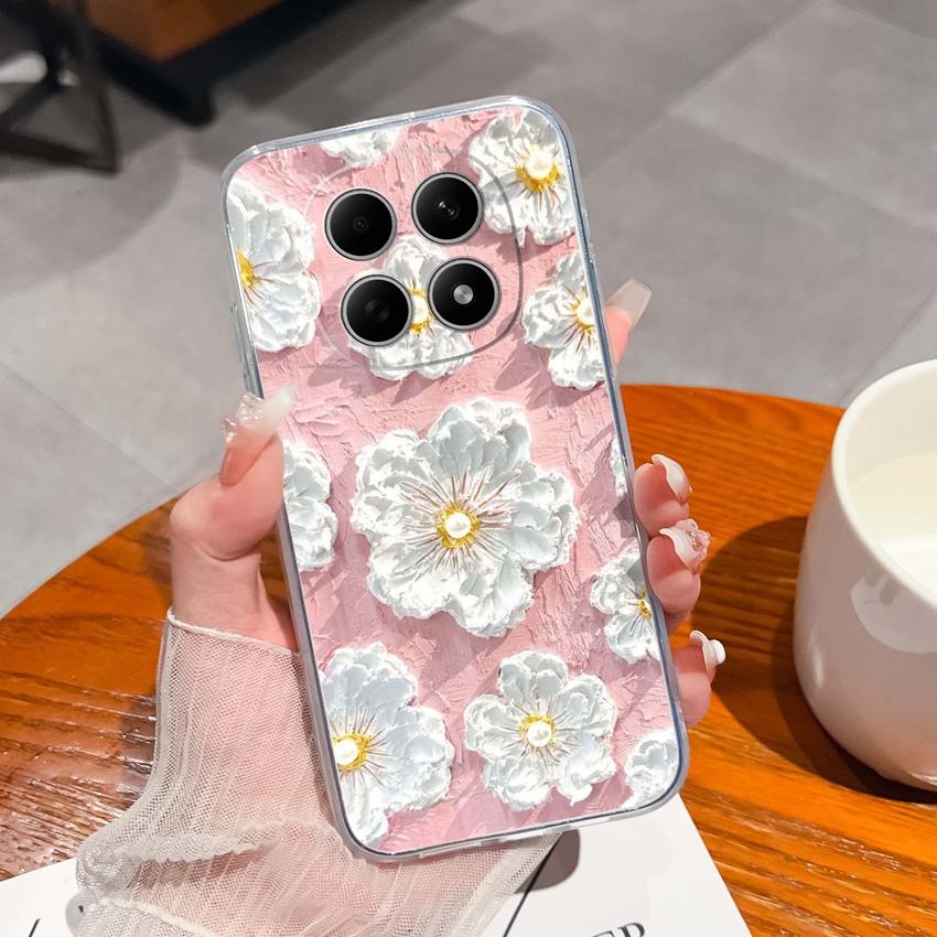 Подходит для Redmi Note 15 14 Pro 14S 15 15C A5 A1 Популярный Креативный Чехол для Телефона с Буквами и Узорами Прозрачный Силиконовый Нескользящий Чехол для Корпуса Redmi