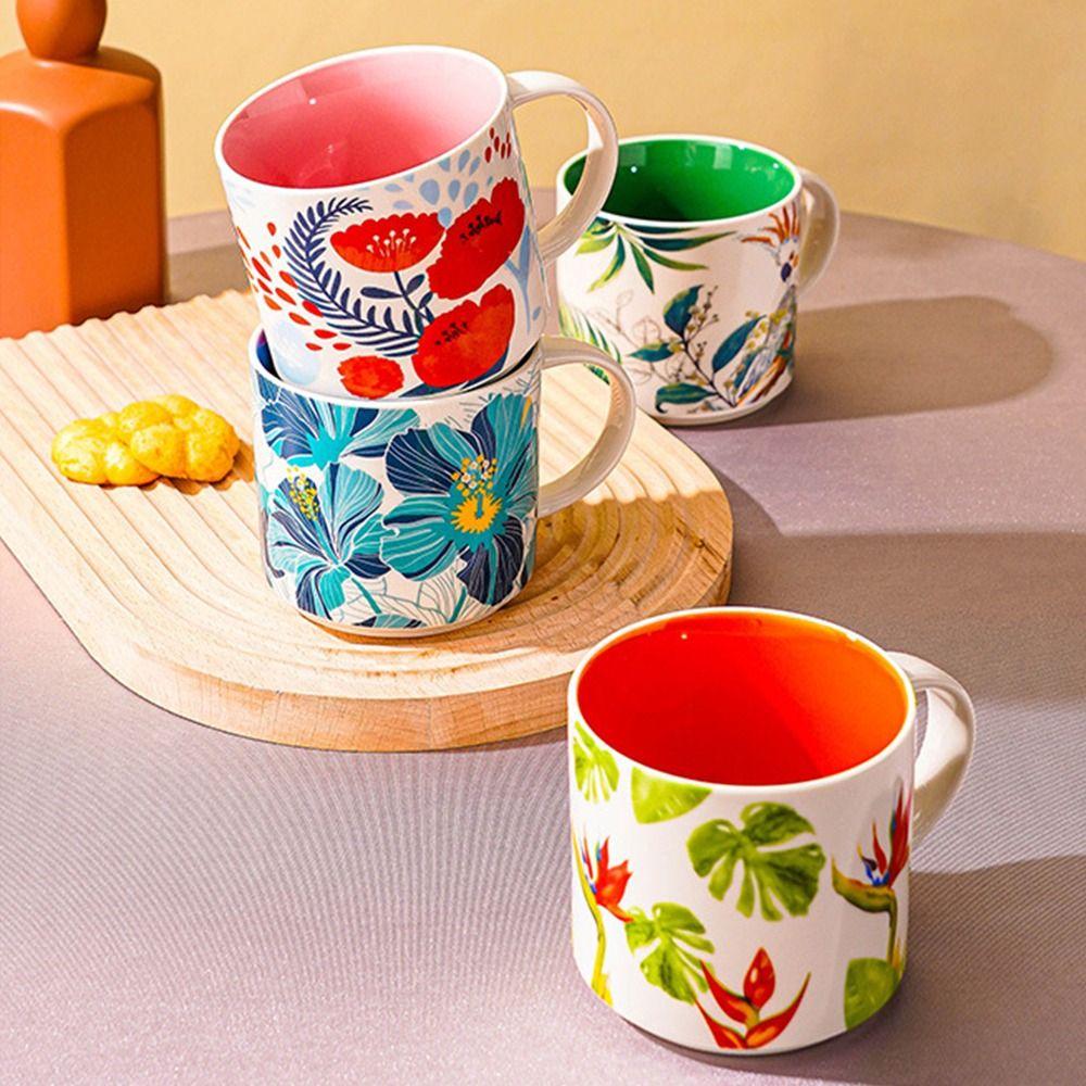 Креативная чашка для чая, цветочная цветная чашка для воды, подарки на день рождения, керамическая кофейная кружка, бытовая