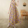 Хлопок без рукавов на бретельках больших размеров, новые винтажные платья с цветочным принтом для женщин, повседневное свободное длинное летнее платье