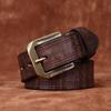 3.8CM Genuine Leather Belt for Men High Quality Copper Buckle Jeans Cowskin Casual Belts Cowboy Waistband Male Fashion Retro