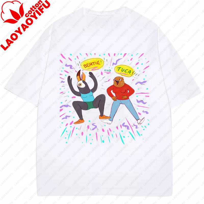 Tuca Bertie Adult Cartoon TShirt Streetwear Fashion Casual Funny Cartoon Printed Tee Crewneck Cotton Y2k Clothes