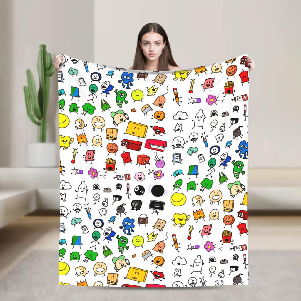 Super Soft Blanket Camping BFDI All Characters Throw Blanket BFDI Flannel Bedspread For Bedroom Pattern Sofa Bed Cover