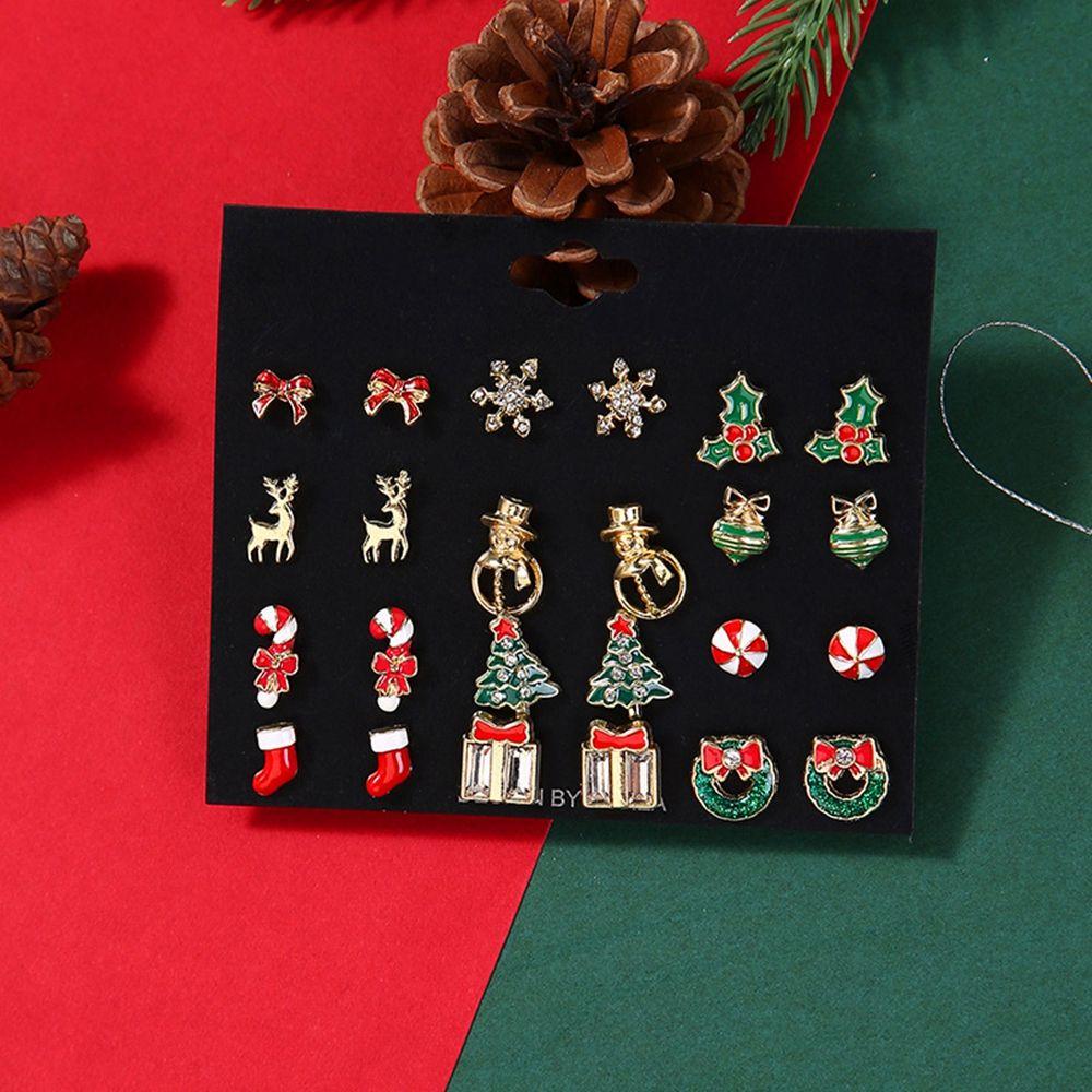 Santa Claus Elk Christmas Earrings Set Female Ear studs Korean Style Earrings Red Dangle Earrings