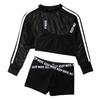 Kids Girls 3Pcs Jazz Hip Hop Dance Outfits Short Net Blouse with Tank Top and Booty Shorts Workout Suit