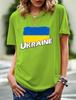 2024 New Women's Printed Ukraine Flag Short-sleeved Support Ukrainian Round Neck Short-sleeved 3D T-shirt