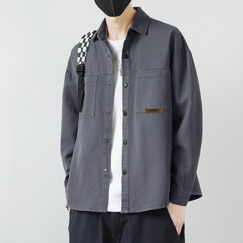 Рубашки для мужчин Весна и осень Тонкие рубашки с длинными рукавами в японском стиле в Гонконге Свободные кардиганы Куртки Универсальный повседневный тренд