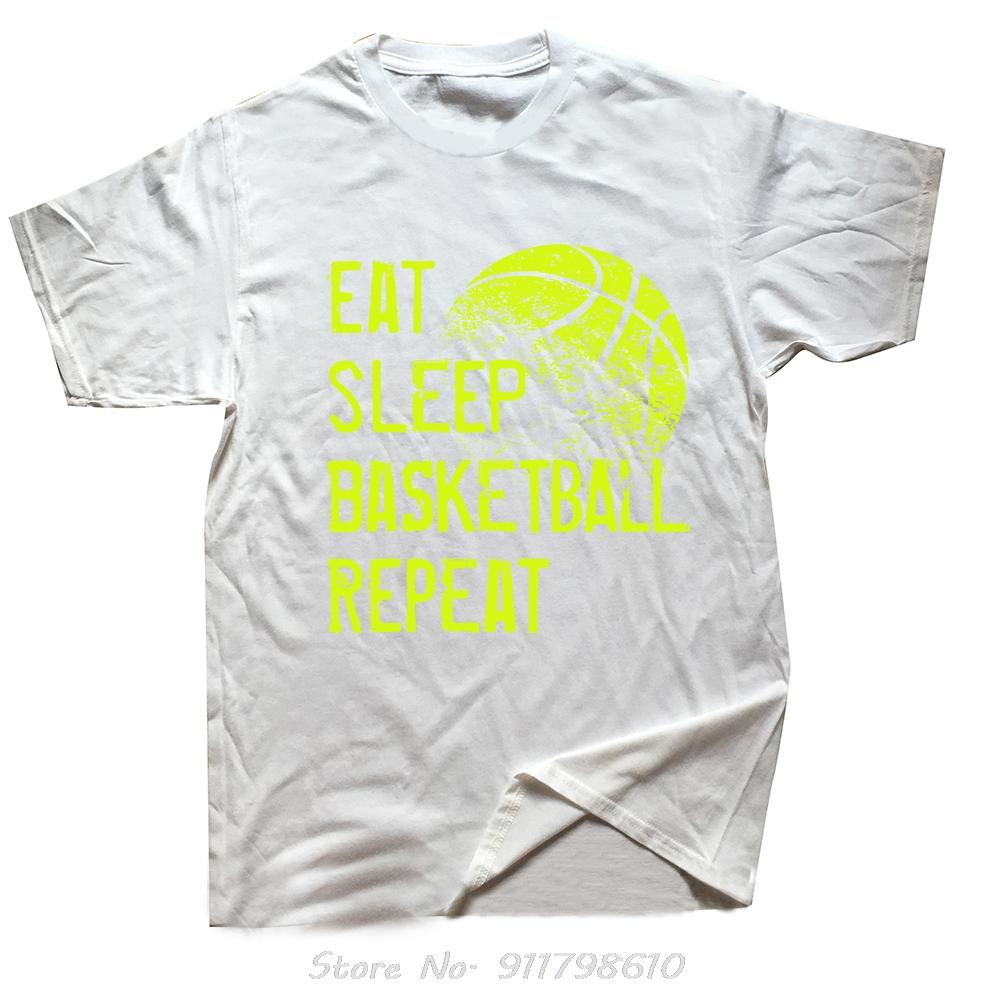 Funny Oversized T-shirt Eat Sleep Basketball Repeat Mens Clothing Streetwear Cotton Tshirt Birthday Gifts Summer Fitness T Shirt