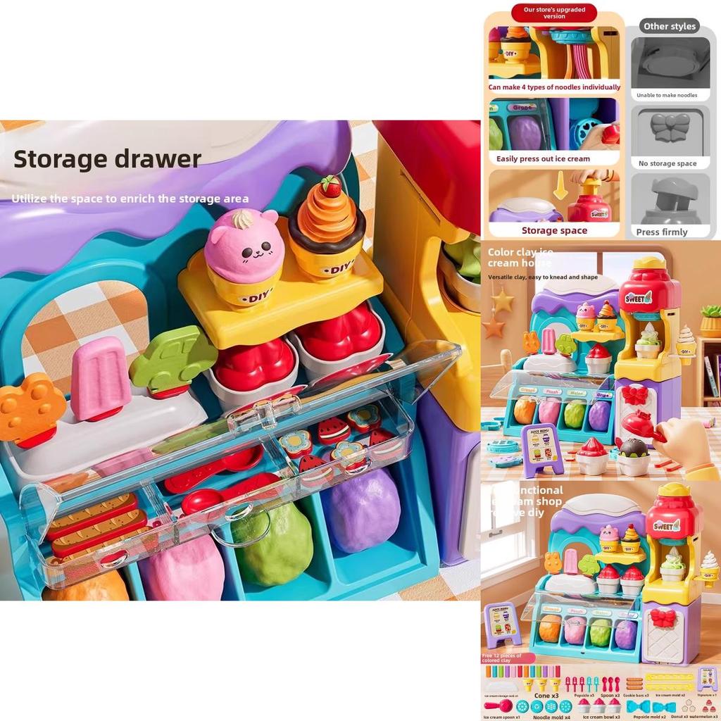 Children Play Ice Cream Maker Toy With Colorful Clay For Creative Fun And Parent Child Interaction