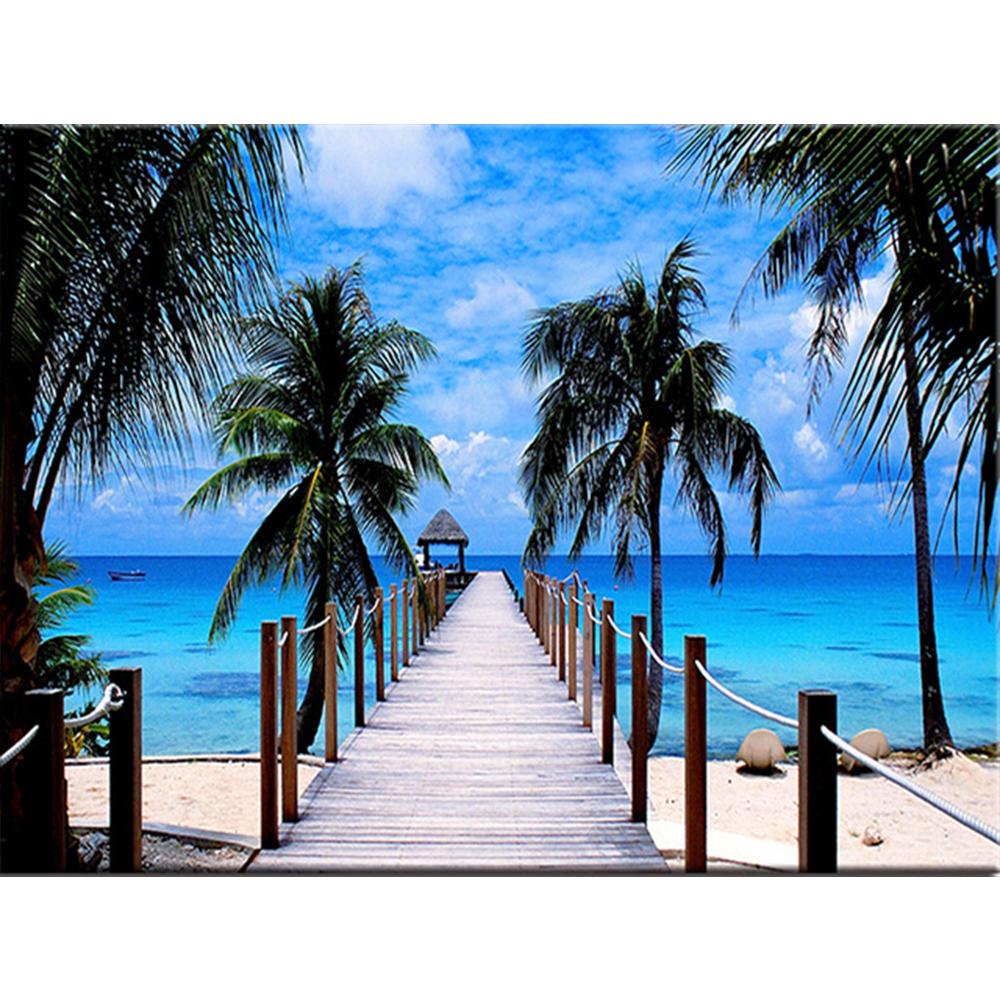 5D наборы для алмазной живописи приморская Алмазная вышивка пейзаж мозаика картина кокосовая пальма искусство украшение дома