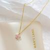 Fashion Sweet Non-tarnish 18K Gold Plated Stainless Steel Cute Zircon Flower Pendant Necklace for Women Girls Daily Gift