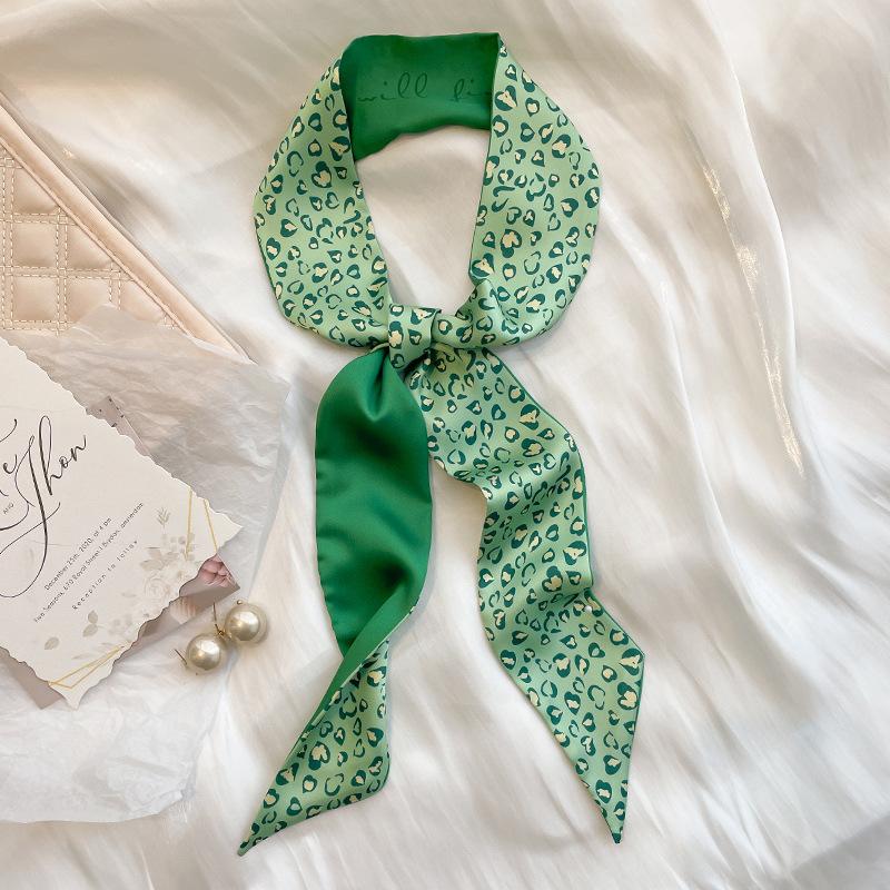 Свежие зеленые шарфы, повязки для волос, модные ленты для девочек, резинки для волос, длинные шейные платки, сумки и белые аксессуары для волос