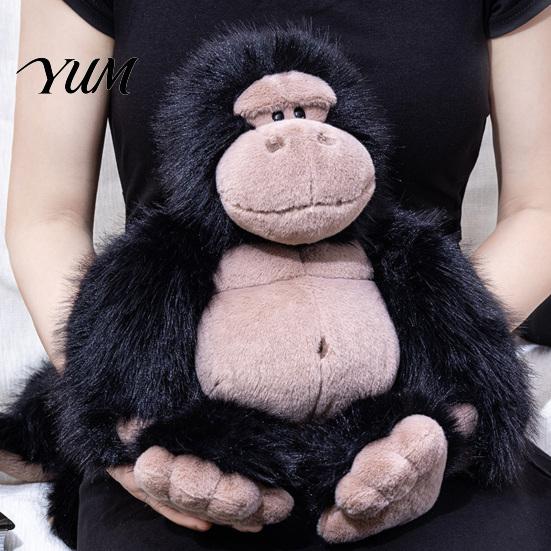 Adorable Animal Plushie Plush Gorilla Doll, Realistic Stuffed Toy for Kids, Soft Fluffy Stable Sitting Orangutan with Thick Long Fur, Home Decor Three