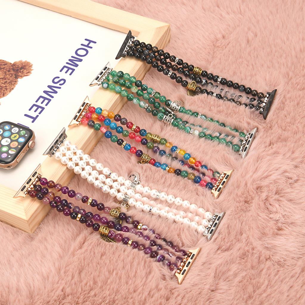 Ремешок для Apple Watch Series 10 9 8 7 SE 6 5 4 3 2 1 42 мм 41 мм 40 мм 38 мм Браслет из бусин Наручный ремешок