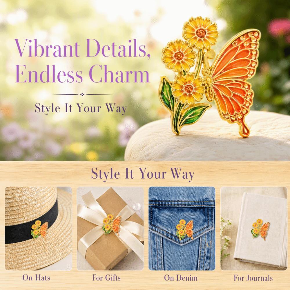 6Pcs Butterfly Shape Butterfly Pin Zinc Alloy Decor Badge Fashion Clothing Pin  Party Accessory