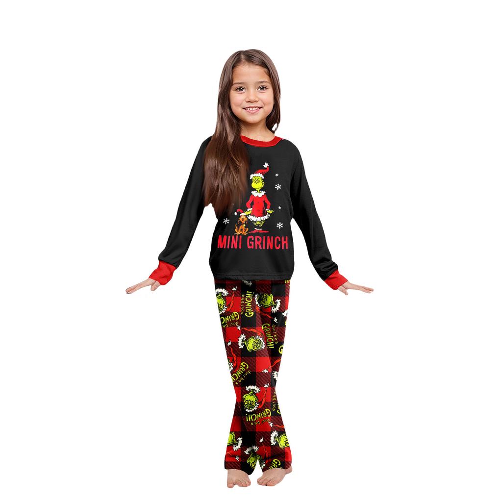 Рождественский принт милый семейный комплект пижамы, домашняя одежда, семейный комплект топ с длинным рукавом и штаны комплект