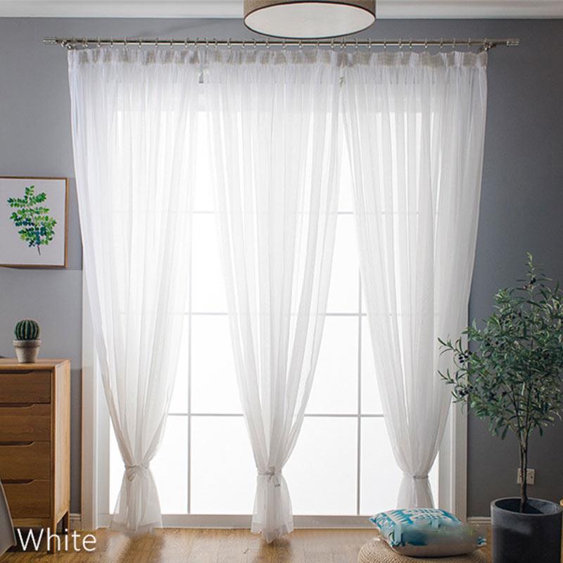 1 шт., простые занавески для окон, сплошные дверные шторы, драпировка, прозрачный тюль для гостиной