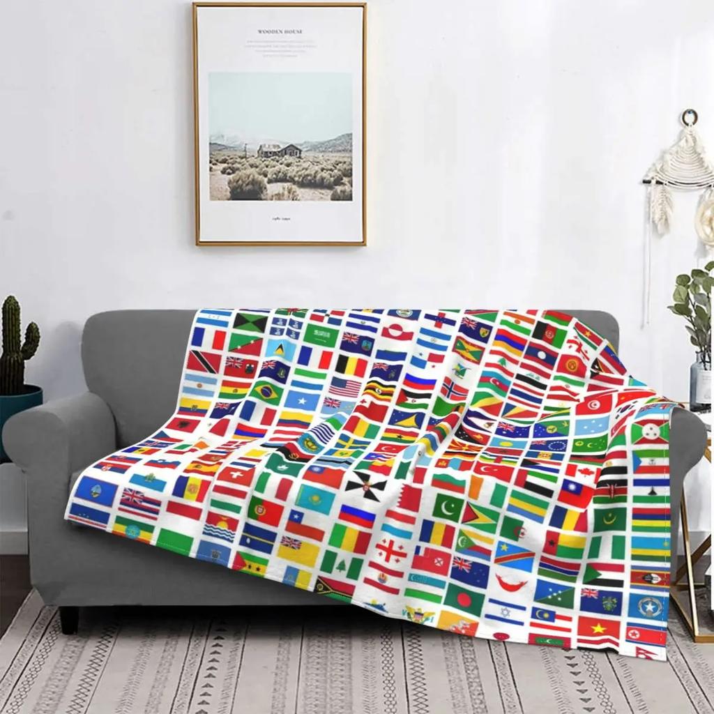 World Flag Blanket Warm Flannel Throw Blanket Flags of All Countries of The World Blankets for Bed Couch Sofa Home Decor Gifts