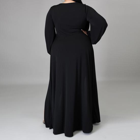 Сплошное цветное платье макси с разрезом подол, женское платье с v-образным вырезом и гофрировкой длиной до пола, платье большого размера, уличная одежда